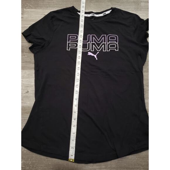 Puma Black Short Sleeve Crew Neck T Shirt Comfort Active Top Puma Logo - Picture 6 of 7